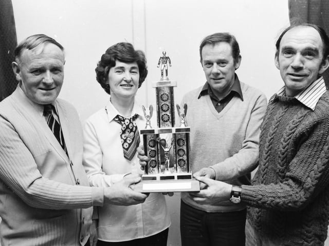Members of the Pilot’s Row Bowling Club who contested the Mickey Taylor Memorial Trophy Pairs Final organised by the Shantallow Bowling Club at Shantallow Community Centre. On right, Liam Mullan and Patrick Moore, who defeated Sam Stewart and Betty Conway.