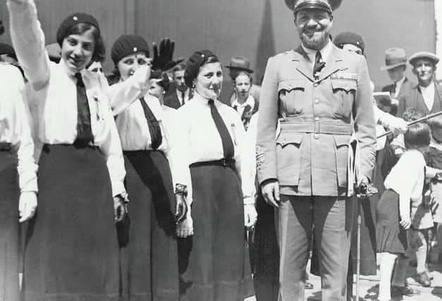 General Balbo is greeted by members of the local Italian community on his arrival in Derry.