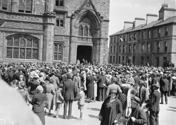 A section of the crowd which gathered in Guildhall Square to greet an Italian air force delegation led by Italo Balbo.