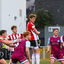 Derry City defender Ronan Boyce, pictured heading towards goal against Drogheda, is hoping to hit top form over the next couple of months.
