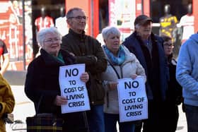 Some of the crowd at the Derry Fuel Poverty Rally in Waterloo Place on Sunday afternoon last. Photo: George Sweeney.  DER2213GS – 066