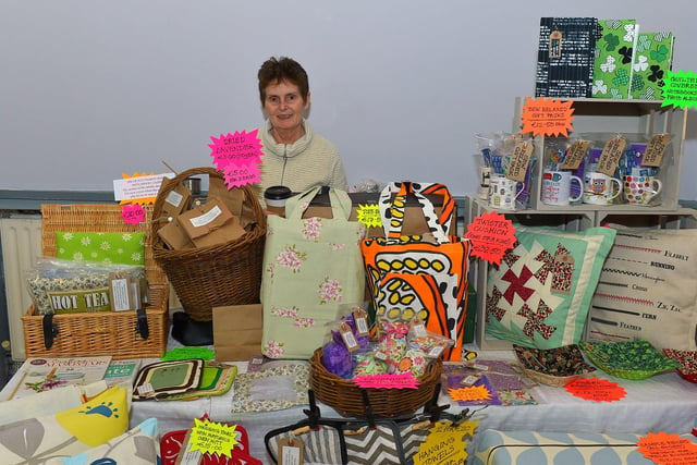Elish O’Kane, from Derry, pictured at her Stitch Craft stall at the Muff Spring and Easter Fair at St Mary’s Hall on Saturday afternoon last. DER2213GS – 078