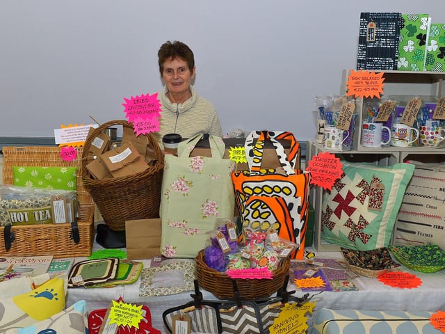 Elish O’Kane, from Derry, pictured at her Stitch Craft stall at the Muff Spring and Easter Fair at St Mary’s Hall on Saturday afternoon last. DER2213GS – 078