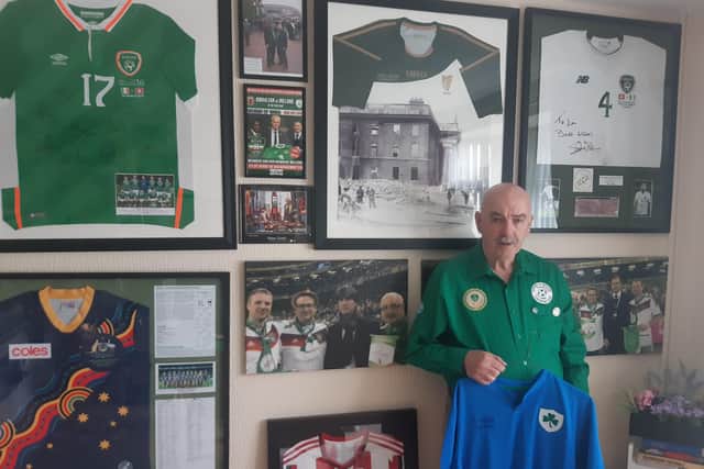 Ireland diehard Jim Barr, President of the Derry Branch of the Ireland Supporters’ Club.