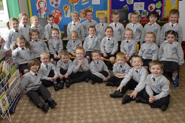 The P1 (Mrs. Wray) class at Sacred Heart Primary School, Trench Road. LS40-117KM