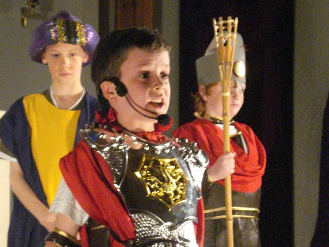 Sean Devine who played the role of Pilate in the Trench Road Primary School Passion Play which was performed earlier this week in the Church of the Immaculate Conception.