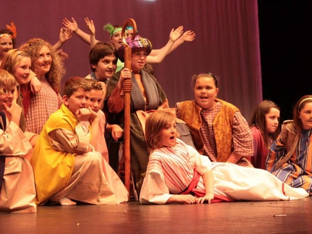 Year 7 pupils who performed an excerpt from 'Joseph and the Amazing Technicolor Dreamcoat' at the school's end of year show in the Millennium Theatre(Trench RoadYear 7M3)