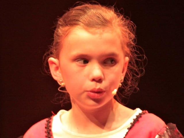 P5 pupil Kate Doherty who played the part of the Selfish Giant in the Trench Road Primary School summer show in the Millennium Forum(Trench Road Kate DohertyM7)