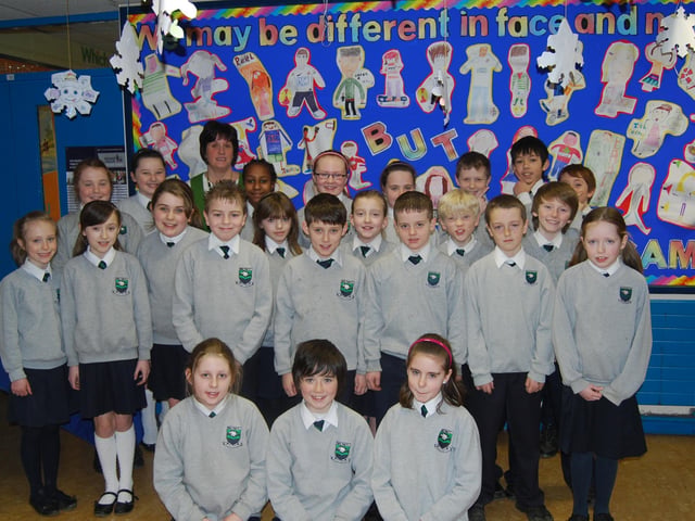 Mrs. McDermott's Primary Six class at Trench Road Primary School.