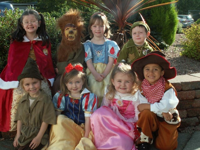 Year 1 pupils from Trench Road Primary School, Waterside dressed as favourite book characters during the school's annual bookweek. Bookweek aims to
develop literacy skills in the school pupils and a
wide range of activities ran throughout the week, such as songwriting with Ben Sands from the Sands Family, storytelling and singing with Tom Sweeney, a very successful bookfair and various other drama and
reading based workshops.