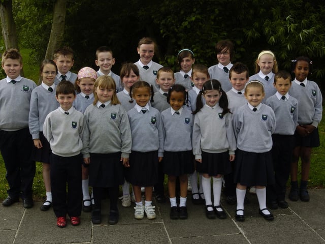 Pupils from Trench Road Primary School who were awarded full attendance certificates at the school's annual presentation ceremony. (2006SL22)