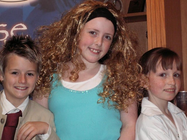 From left, Gareth Borrow, Tara Rose Devine, Maeve McLaughlin who are taking part in the Trench Road PS production of 'Monsters'