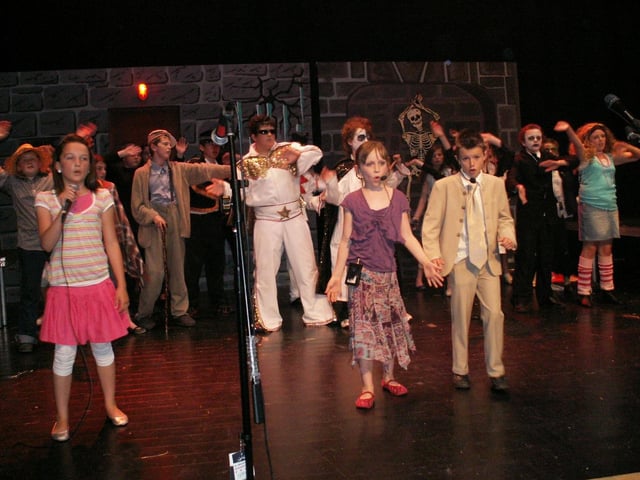 Year 7 pupils taking part in the 'Rocky Monster Show' which played to packed audiences in Waterside Theatre as part of the Trench Road Primary School summer show.