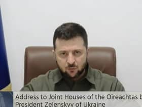 President of Ukraine Volodymyr Zelensky addresses TDs and Senators live from Kyiv