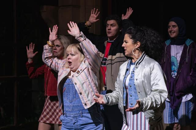 (L-R) Erin Quinn (Saoirse Monica Jackson), Clare Devlin (Nicola Coughlan), James Maguire (Dylan Llewellyn), Michelle Mallon (Jamie - Lee O'Donnell),  Orla Mccool (Louisa Clare Harland)