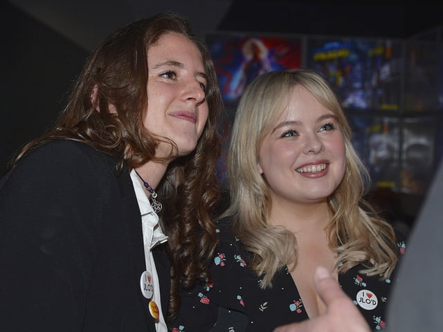 Derry Girls actors Louisa Harland and Saoirse Jackson pictured at the premiere of Derry Girls Two in the Omniplex Cinema, Strand Road, on Monday night last.  DER0819GS-08