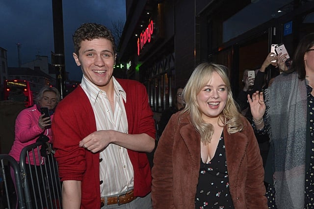 Derry Girls actors Dylan Llewellyn and Nicola Coughlan arrive at the Omniplex Cinema, Strand Road, on Monday night last, for the premiere of Series Two.  DER0819GS-05