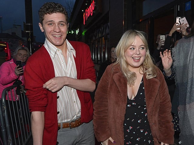 Derry Girls actors Dylan Llewellyn and Nicola Coughlan arrive at the Omniplex Cinema, Strand Road, on Monday night last, for the premiere of Series Two.  DER0819GS-05
