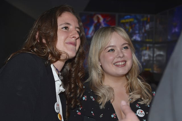 Derry Girls actors Louisa Harland and Saoirse Jackson pictured at the premiere of Derry Girls Two in the Omniplex Cinema, Strand Road, on Monday night last.  DER0819GS-08