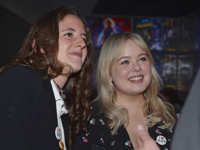 Derry Girls actors Louisa Harland and Saoirse Jackson pictured at the premiere of Derry Girls Two in the Omniplex Cinema, Strand Road, on Monday night last.  DER0819GS-08
