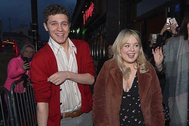Dylan Llewellyn and Nicola Coughlan arriving at Strand Road Omniplex for the Derry Girls premiere last week.
