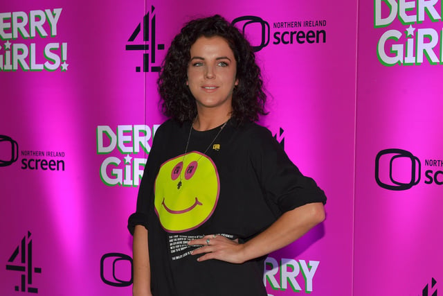 Jamie-Lee O'Donnell at the world premiere screening of Derry Girls season 3 in the Omniplex Cinema on Thursday evening last. Photo: George Sweeney.  DER2214GS – 022