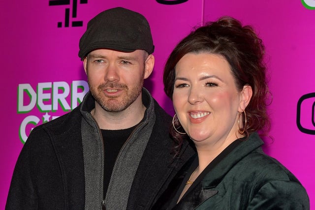 Creator and writer Lisa McGee with director Michael Lennox  at the world premiere screening of Derry Girls season 3 in the Omniplex Cinema on Thursday evening last. Photo: George Sweeney.  DER2214GS – 020