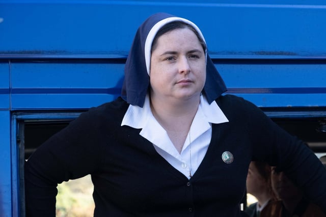 Sister George Michael (Siobhan McSweeney) is quite simply one of the finest characters ever to grace the screen. She is the don in a habit; a no-nonsense, clued in and switched on kinda don. Principal of Our Lady Immaculate College, she is frequently brought to eye-rolling exasperation by the antics of those lesser mortals around her, children and adults, and can reduce the best of them to a crumpling wreck with with a sharp word, a withering look, or failing that a judo kick. Born cool, with a healthy dose of scepticism for just about everyone and everything, Sister Michael for all her rules, banned play lists and clamp downs, secretly admires the more rebellious students, perhaps suggesting a colourful past prior to her posting in Derry. (Picture: Channel 4)