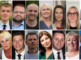 Foyle 2022 Assembly election candidates in alphabetical order: Top row left to right - Padraig Delargy (Sinn Féin), Emmet Doyle (Aontú); Mark H Durkan (SDLP); Ciara Ferguson (Sinn Féin); Rachael Ferguson (Alliance Party); Gillian Hamilton (Green Party); and Shaun Harkin (People Before Profit). Bottom row left to right: - Anne McCloskey (Independent); Ryan McCready (UUP); Colly McLaughlin (IRSP); Sinéad McLaughlin (SDLP); Gary Middleton (DUP); Elizabeth Neely (TUV) and Brian Tierney (SDLP).