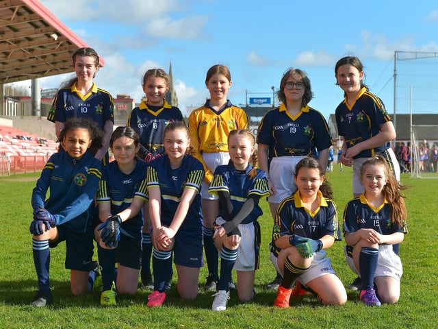 Gaelscoil Éadain Mhóir who played in the Celtic Park Girls’ Primary School Blitz. Photo: George Sweeney. DER2213GS – 022