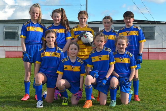 The St Therese PS team who played in the Celtic Park Girls’ Primary School Blitz. Photo: George Sweeney.  DER2213GS – 021