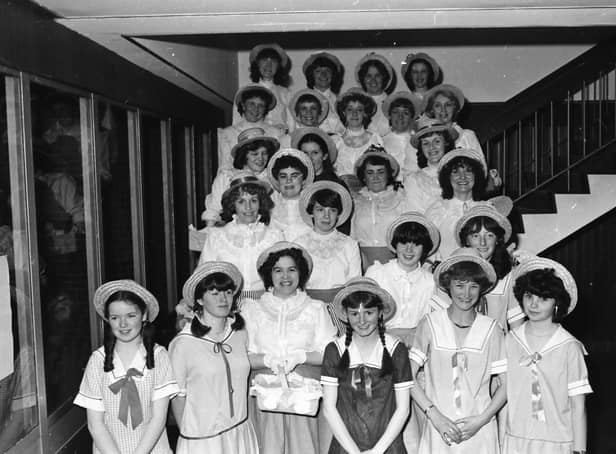 The Ladies’ Chorus who appeared in the St. Brigid’s Amateur Music and Drama Society production of ‘Oklahoma’ in April 1982.