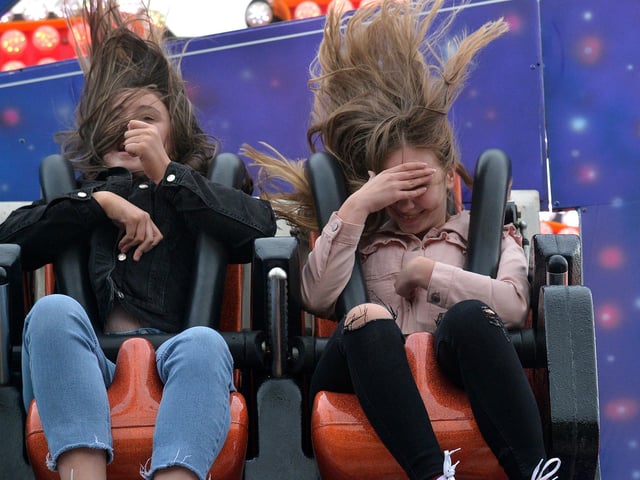 Having a hair rising experience at Cullen’s Amusements, in Ebrington, last weekend. DER2027GS - 017