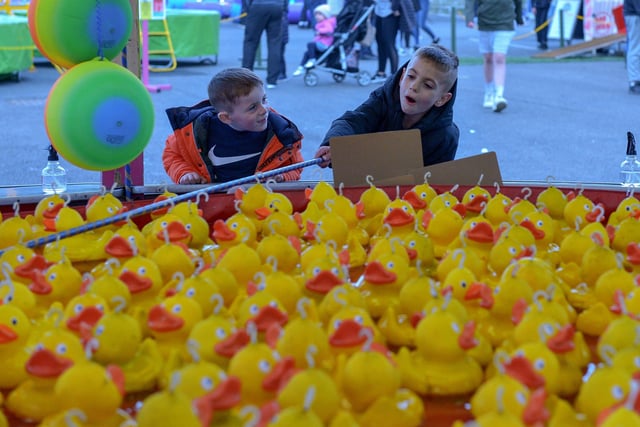 Donnchadh, aged five, and his friend Deon, aged 7, duck hunting at Cullen’s Amusements, in Ebrington, last weekend. DER2027GS - 015