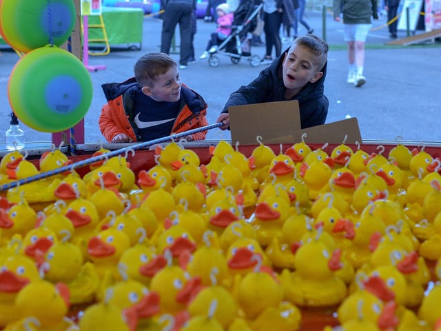 Donnchadh, aged five, and his friend Deon, aged 7, duck hunting at Cullen’s Amusements, in Ebrington, last weekend. DER2027GS - 015