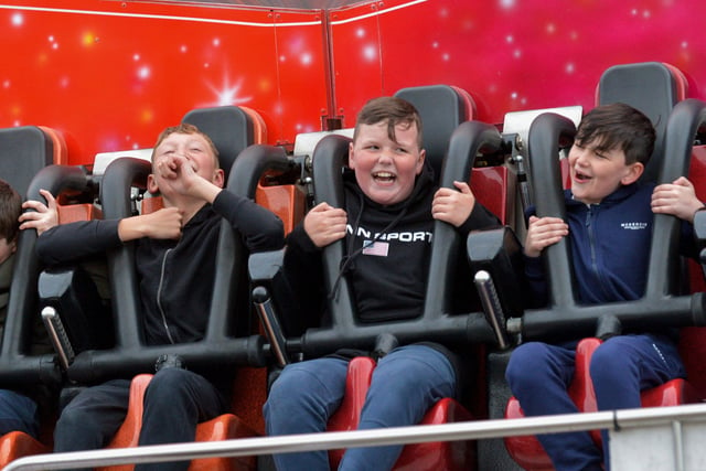 These lads put on a brave face, on one of the rides, at Cullen’s Amusements, in Ebrington, last weekend. DER2027GS - 014