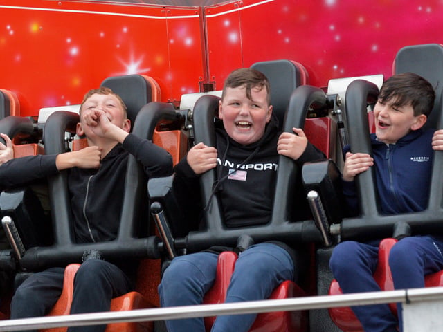 These lads put on a brave face, on one of the rides, at Cullen’s Amusements, in Ebrington, last weekend. DER2027GS - 014