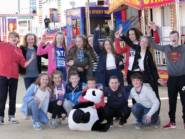 SMILE, WE'RE ON CAMERA!. . . Some of the young people pictured at Cullen's Funfair on Saturday at Ebrington. DER1315MC090