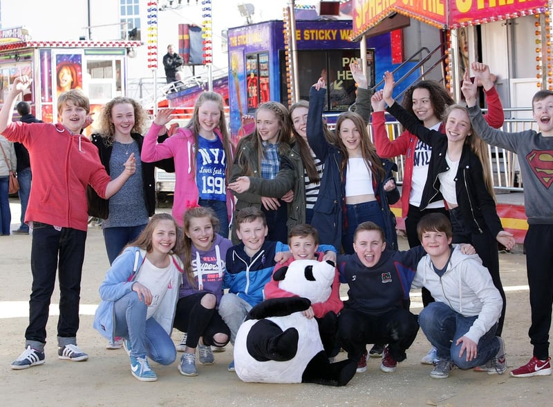 SMILE, WE'RE ON CAMERA!. . . Some of the young people pictured at Cullen's Funfair on Saturday at Ebrington. DER1315MC090