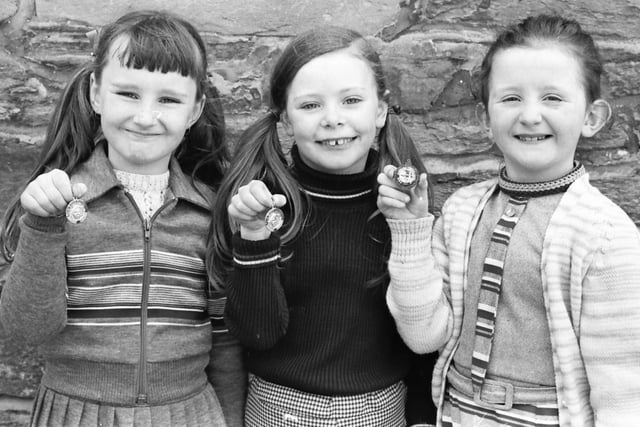 1979... Prizewinners in the girls' Irish solo (under 7). From left, the winner, Anne McLaughlin, Jane Townsend, who was second, and Ann Marie Hickey, who was third.