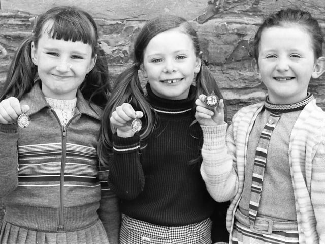 1979... Prizewinners in the girls' Irish solo (under 7). From left, the winner, Anne McLaughlin, Jane Townsend, who was second, and Ann Marie Hickey, who was third.