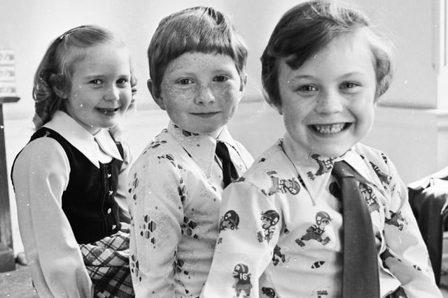 1976... Winners in the children's verse-speaking competitions. From left are Elaine Hunter, St Eugene's Convent School, winner of the girls' under-6 competition, Sean McGeehan, Maybrook Park, Derry, winner of the boys' under-7 category, and John Ennis, St Eugene's Convent, winner of the boys' under 6 competition.
