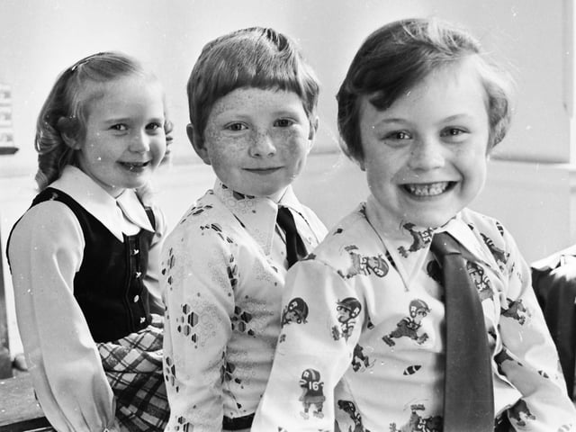1976... Winners in the children's verse-speaking competitions. From left are Elaine Hunter, St Eugene's Convent School, winner of the girls' under-6 competition, Sean McGeehan, Maybrook Park, Derry, winner of the boys' under-7 category, and John Ennis, St Eugene's Convent, winner of the boys' under 6 competition.