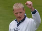 Paul Gascoigne celebrating his penalty versus Spain at Euro 96