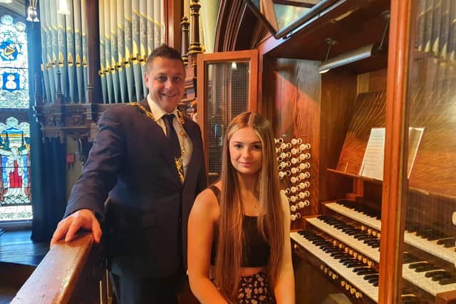 Ellie-Rose played the organ in the Guildhall for the Mayor.