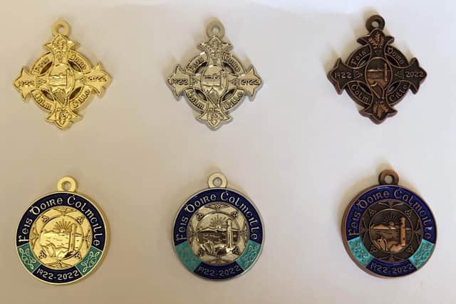 The specially struck Feis Dhoire Cholmcille centenary medals.