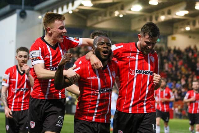 James Akintunde got Derry off to the perfect start with his first half goal. Photo by Kevin Moore.