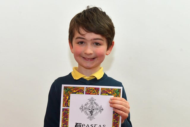 Cohen Lees was Highly Commended for Primary 2 Irish Verse at the recent Féis Dhoíre Cholmcílle, held in Millennium Forum. DER2216GS  021