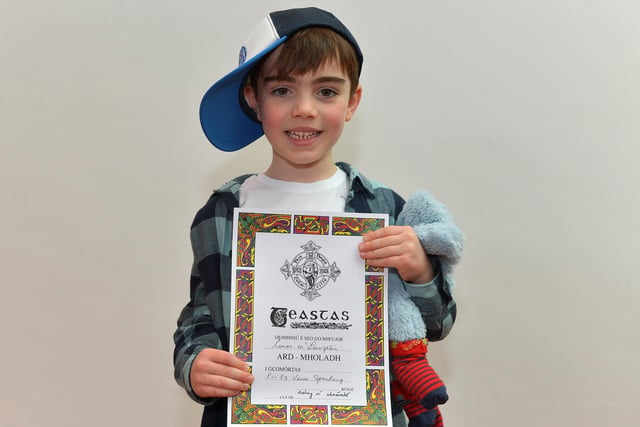 Conor McLaughlin was Highly Commended in Primary 1  2 Verse at the recent Féis Dhoíre Cholmcílle, held in Millennium Forum. DER2216GS  030