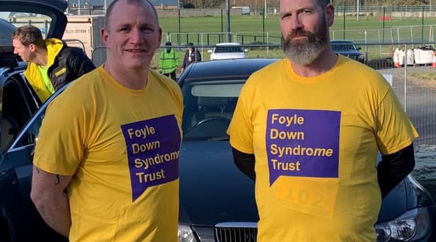 Mark Walker and running partner John Storey who will complete the 13.1 mile Strabane Lifford Half Marathon course on Sunday, May 15.